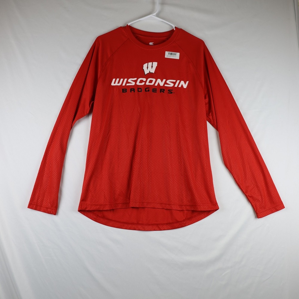 Wisconsin Badgers Shirt Long Sleeve Mens Large Red NCAA Basketball Colosseum Tee